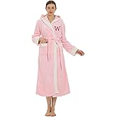 Personalized Hooded Plush Robe for Women and Men - His and Her Robes with Custom Name/Monogram - Soft Luxurious Spa Bathrobes