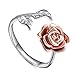 Meow Star Rose Ring Leaf Flower Ring Adjustable Cuff Ring for Women(Gold Plated)