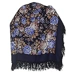 Pavlovoposadskiy Platok Women's Russian Wool Shawl With Wool Fringes Pavlovoposadskiy Platok Women's Russian Wool Shawl With Wool Fringes