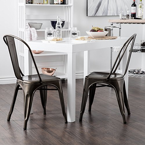 Belleze-Set-of-2-4-Vintage-Style-Dining-Side-Chairs-Steel-High-Back Dising chair