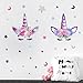 ARTTOP Cute Unicorn Wall Decal Colorful Stars Wall Stickers Removable Moon and Dots Room Decor Flower Decoration Wall Sticker for Girls Bedroom Fairytale Wall Art Home Decor