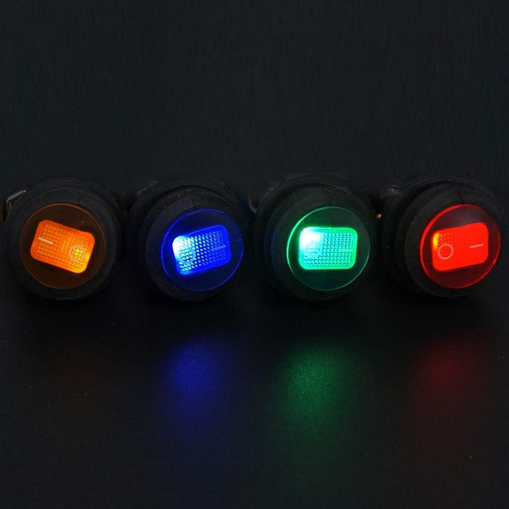 Twidec/5Pcs 12V 20A Waterproof Lighted Round Rocker Toggle LED Switch 3 Pins On-Off Car Truck RV Rocker Switch Blue for Boat KCD1-8-101NW-BU: Industrial & Scientific