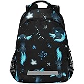 Glaphy Black Axolotls Stars Backpack for Boys Girls Kids, Laptop Bookbag Lightweight Travel Daypack School Backpacks