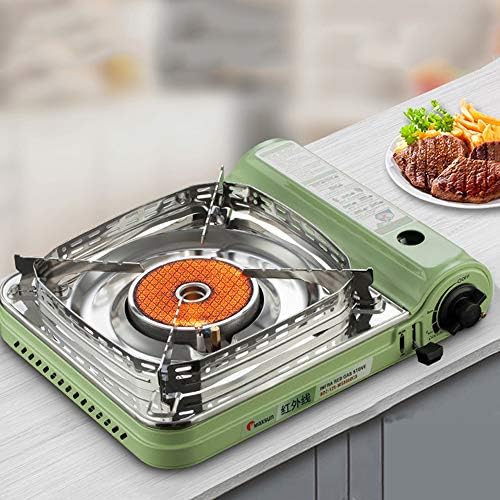 カセットコンロ炉屋外防風家庭用ガスコンロバーナーポータブルガス鍋ストーブのカセットガスホットプレート磁気ガスコンロでは グリーン 25 Off