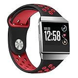 bayite Soft Silicone Sport Bands Compatible Fitbit Ionic Replacement Band Perforated Breathable Accessories Wristband Women Men Black/Red