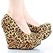 Delicacy Trendy-33 Platform Pumps-Shoes, Camel Leopard Suede, 6.5