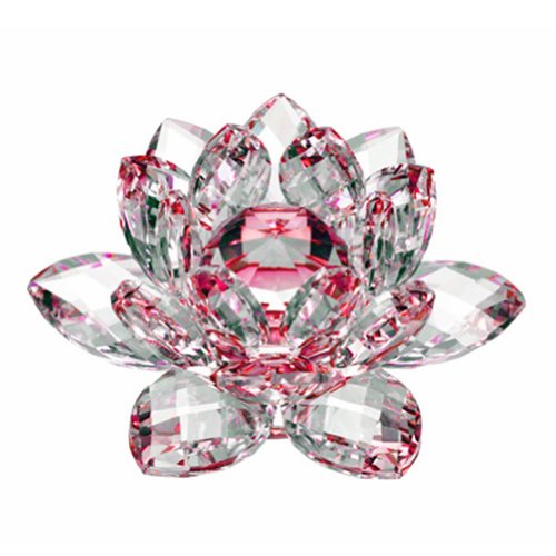 Amlong Crystal Hue Reflection Lotus Flower with Gift Box, 5 inch, Red
