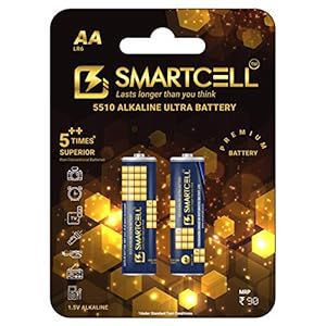 Smartcell 1.5V AA non-rechargeable Alkaline Premium Series Battery pack of 2 with free mask