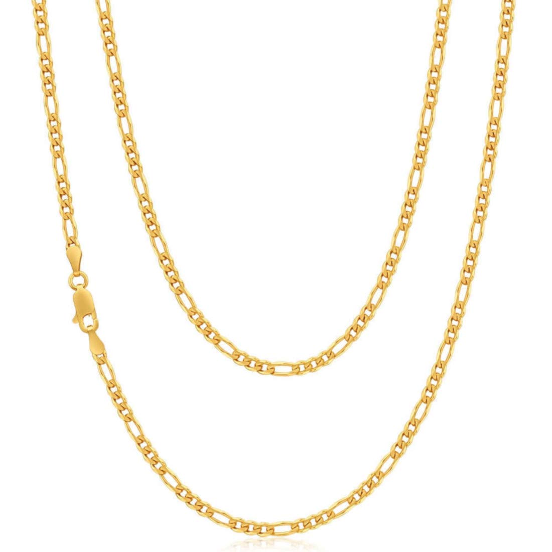 Alexander Castle 20" Solid 9ct Gold Chain Figaro Chain Necklace - 3mm - Yellow Gold Necklace for Women & Men with Jewellery Gift Box