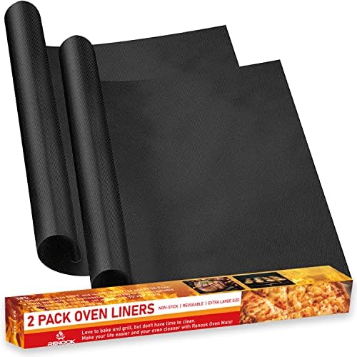 RENOOK Oven Liners for Bottom of Oven, 2 Pack Thick Heavy Duty Non Stick NonStick Oven Liner