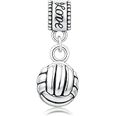Volleyball Charm Bead – Silver-Plated Dangle Charm for Sports Lovers – Compatible with Pandora, Troll, Chamilia & European Bracelets – Volleyball Jewelry & Accessories – Gift for Players & Fans