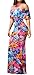PRETTYGARDEN Women's Off Shoulder Ruffle Floral Printed Sexy Bodycon Beach Boho Maxi Dress (Style_1, X-Large)