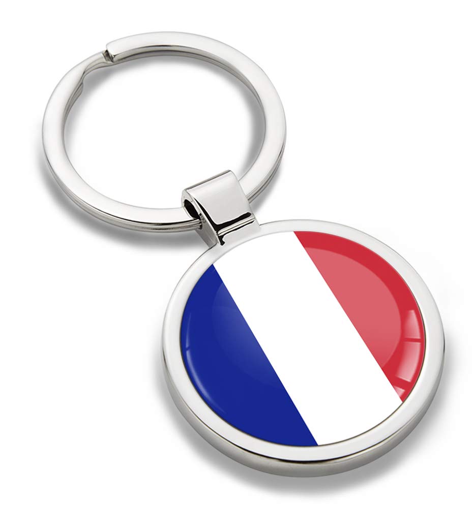 Biomar Labs Stainless Steel Metal Keychains Country Flag National Flags Design Durable Accessory Car House Keys Backpack Gift Travel Souvenir (France Flag KK 188)