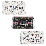 Happy 65th Birthday Party Miniatures Candy Bar Wrapper Stickers - Multi-Colored (Set of 54)