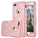 LONTECT iPhone 7 Plus Case Hybrid Heavy Duty Shockproof Diamond Studded Bling Rhinestone Case with Dual Layer [Hard PC+ Soft Silicone] Impact Protection for Apple iPhone 7 Plus - Rose Gold