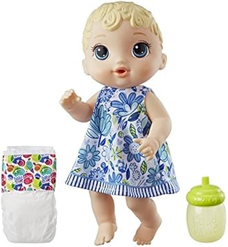 Lil Sips Baby Blonde Hair Doll That Drinks, Wets, with Diaper & Bottle, for Kids Ages 3 Years & Up