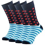 Mens Fashion Socks,SUTTOS Men's Womens Soft Cotton Funky Fashion Pattern Long Tube Crew Dress Socks,4 Pairs