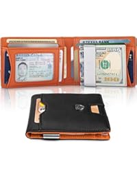 TRAVANDO Slim Wallet with Money Clip RFID Blocking Wallet | Credit Card Holder | Travel Wallet | Minimalist Mini Wallet Bifold for Men with Gift Box (Orange)