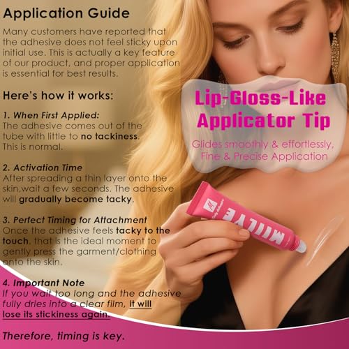 Body Adhesive Glue for Clothes 20ml, Sweat Proof, Water Wash Off Skin Adhesive, Fabric-Safe Liquid Fashion Glue Tape for Dancers, Women Bras, Wigs, Stockings