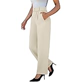 keriffe Womens Stretchy Dress Pants 2 Pockets High Waist Pull On Office Slacks Casual Business Work Wide Leg Pants Trousers