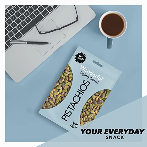 Wonderful Pistachios No Shells, Roasted and Lightly Salted Nuts, 6 Ounce Resealable Bag, Healthy