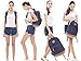 Unisex Packable Lightweight Canvas College Backpacks Travel Hiking Laptop Backpack Rucksack Schoolbags School Book bag Daypack (Navy Blue Polka Dot)