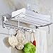 Candora 24in Wall Mounted Shelf Towel Rack Specular Finish Towel Shelf Towel Holder with 8 Hooks