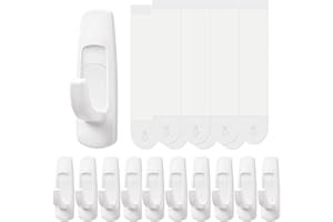 SINFUO Utility Wall Hooks for Hanging Large 10 Hooks, Damage Free Hanging Wall Hooks with Adhesive Strips, Heavy Duty Adhesive Hooks Damage Free for Key Holder, Coat, Door, Shower Hanging