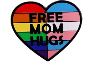 DIHAO Gay Pride Rainbow Enamel Lapel Pin Free Mom Hug Brooch Proud Mom LGBTQ Heart Brooch Badge LGBT Rainbow Enamel Pin Badge Pins Decoration for Men Women Clothes and Bags