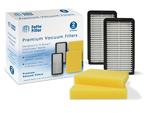 Fette Filter - Pre-Motor Foam and Post-Motor Filter Compatible with Bissell 1008 CleanView Vacuums. Compare to Part # 2032663 & 1601502, 203-2663 & 160-1502