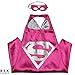 Bek Brands Children's Superhero Costume Cape Mask Sets (Supergirl - Pink + Silver)