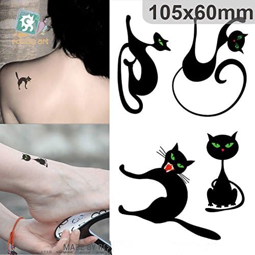 Halloween Cat Kitten Terror Tattoos Sexy Women 10pcs Transfer Stickers 10.5x6cm Costumes Cosplay