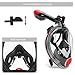 Full Face Snorkel Mask - Patent Nose Equalizer & Foldable Tube Easy Breath - Integrated Snorkeling Mask Anti-Fog Anti-Leak 180° View - Ideal for Youth & Adult Swimming Diving and Scuba (Black, Large)