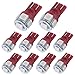 YITAMOTOR 10x Red T10 194 LED Light Bulb 168 158 LED Non-Polarity Car Bulbs for Interior Exterior Lights Map Door Trunk License Plate Lamp