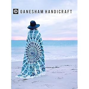 GANESHAM Indian Mandala Hippie Round Quilt Coverlet Dorm Decor Beach Blanket Beach Roundie Beach Sheet Mandala Cotton Yoga Mat Beach Round Tapestry Beach Throw Beach Decor Bohemian Round Beach Towel