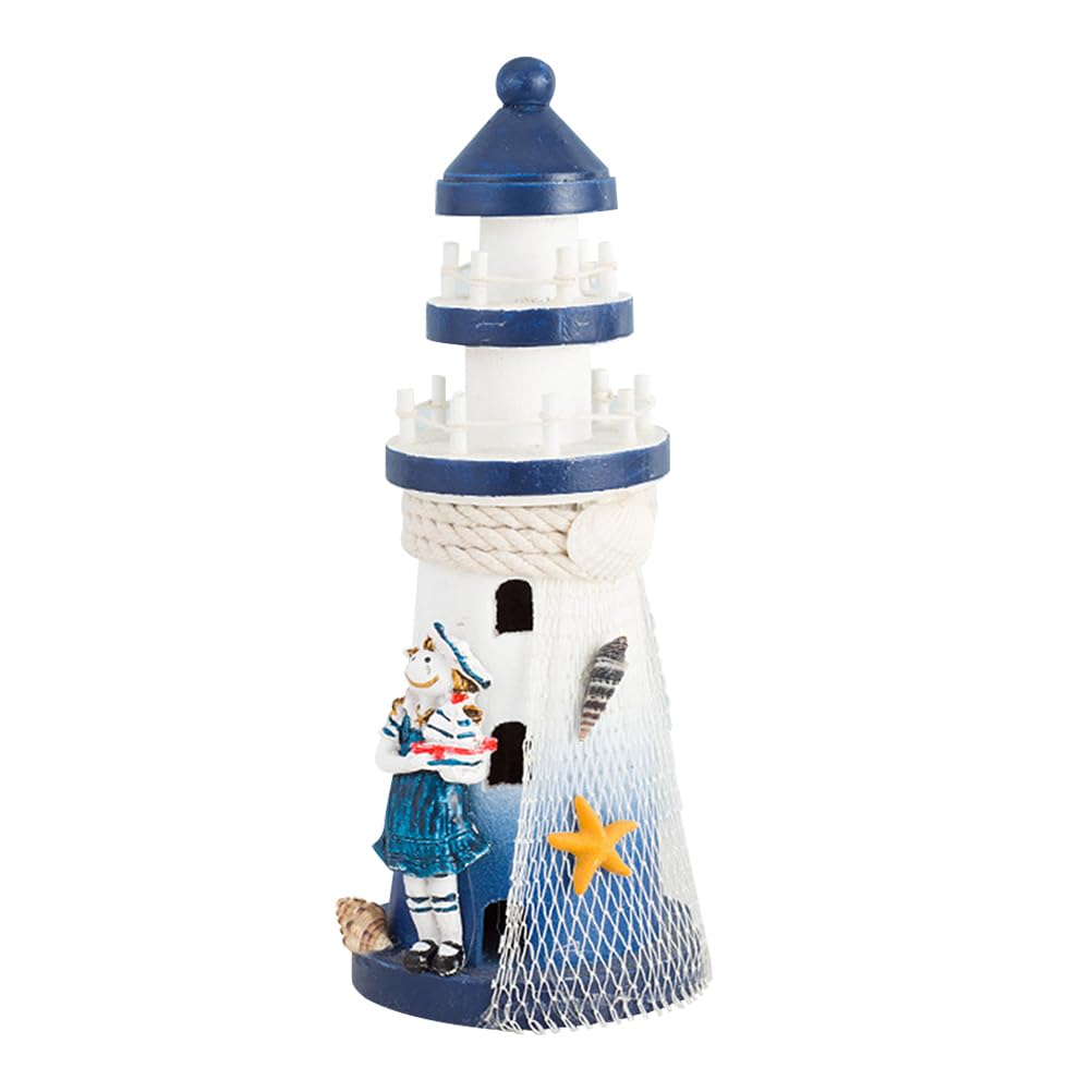 Artibetter Lighthouse Ornaments Ocean Decorations Dining Table Centerpieces Home Accents Decor Mediterranean Lighthouse Sailboat Ornament Wooden Nautical Lighthouse Wooden Lighthouse Cute
