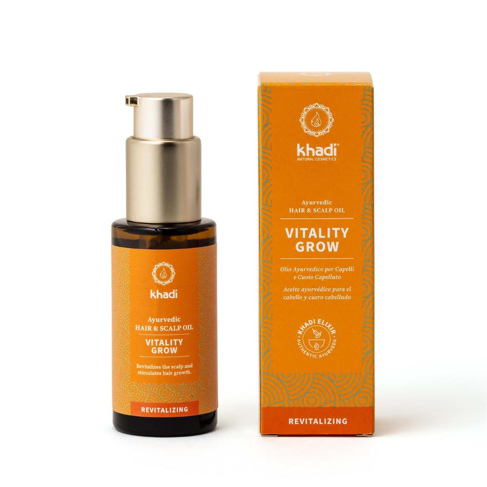 khadi VITALITY GROW Hair Oil - Rosemary for more volume & hair growth - against hair loss - 100% natural, herbal, vegan & silicone-free - 100g