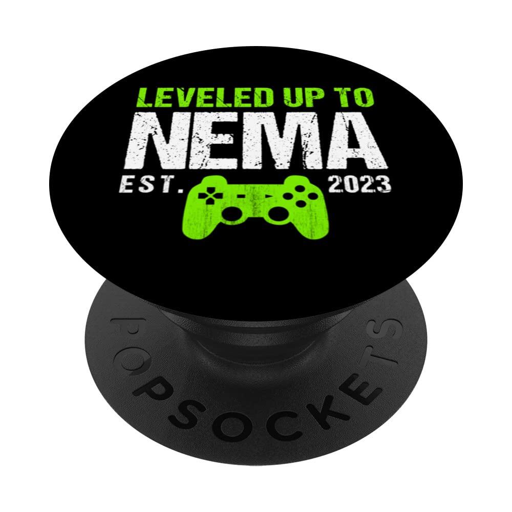 Leveled Up To Nema Est 2023 Funny New Grandma Gamer Vintage PopSockets Swappable PopGrip