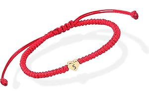 Red Initial Bracelet Weave Rope Letter Bracelet for Women Heart Charm A-Z Birthday Gifts Handmade Adjustable Jewelry for Coup