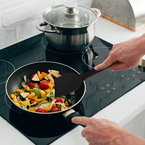 Kaluns 5-Piece Spatula set Black Includes 4 Silicone Spatulas and One 9" Tong, Rubber Kitchen Tools for Cooking, Baking and Mixing, Strong Stainless steel core design, Non-stick, 600F Heat resistant - Thumbnail 3