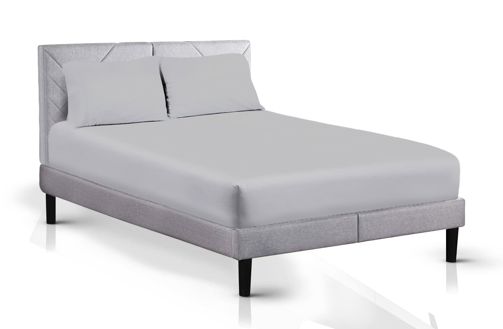 AATH COLLECTION Egyptian Cotton Fitted Sheet 23 CM Deep, 200 Thread Count Single, Double, King, Super King Fitted Bed Sheets, Soft & Fade Resistant (Single, Silver)