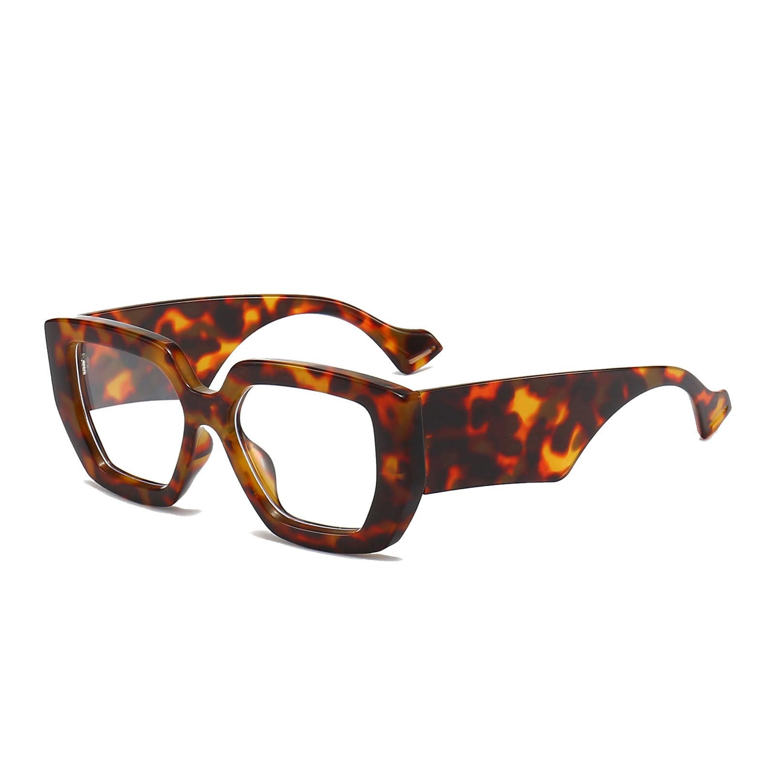 LJCZKA Oversized Square Blue Light Glasses Womens Mens Thick Frame Computer Glasses Anti Eye-Fatigue for Reading, Texting & Gaming