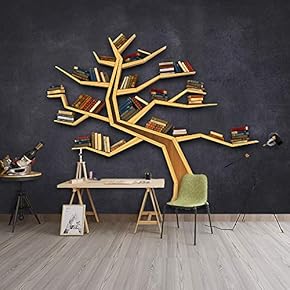 Wall Murals for Bedroom Modern Bookshelf Pattern Removable Wallpaper Peel and Stick Wall Stickers - 66x96 inches