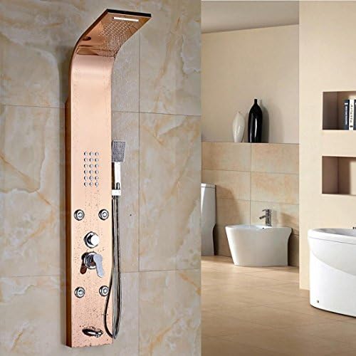 BL- Luxury Single Handle Shower Panel with Massage Jet Wall Mounted Rain Waterfall Shower Column Mixer Faucet , D