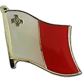Malta Flag Die-struck Metal Single Lapel Pin with Butterfly Clasp Closure