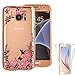 Samsung Galaxy S7 Edge Case, AMASELL [Full-Body Coverage] Ultra-Slim Scratch-Resistant Soft Crystal Protective TPU Silicone Rubber Cover with Bling Butterfly Garden Flower, Bling Rose Gold