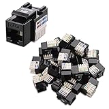 [UL Listed] Cable Matters 25-Pack Cat6 RJ45 Keystone Jack (Cat 6 / Cat6 Keystone Jack) in Black with Keystone Punch-Down Stand