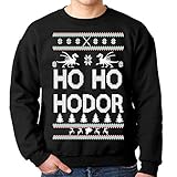 Ho Ho Hodor Ugly Christmas Sweatshirt (Large, Black)