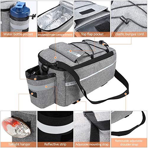 Lixada Fahrrad Gepäckträgertasche, Fahrrad Sitz Multifunktionale Isolierte Stammkühltasche,Umhängetasche, 29 * 16 * 17cm – Bild 4