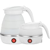 Travel Kettle Small Foldable Portable Kettle,Silicone Collapsible Tea Pot for Camping,Easy for Storage (White1)